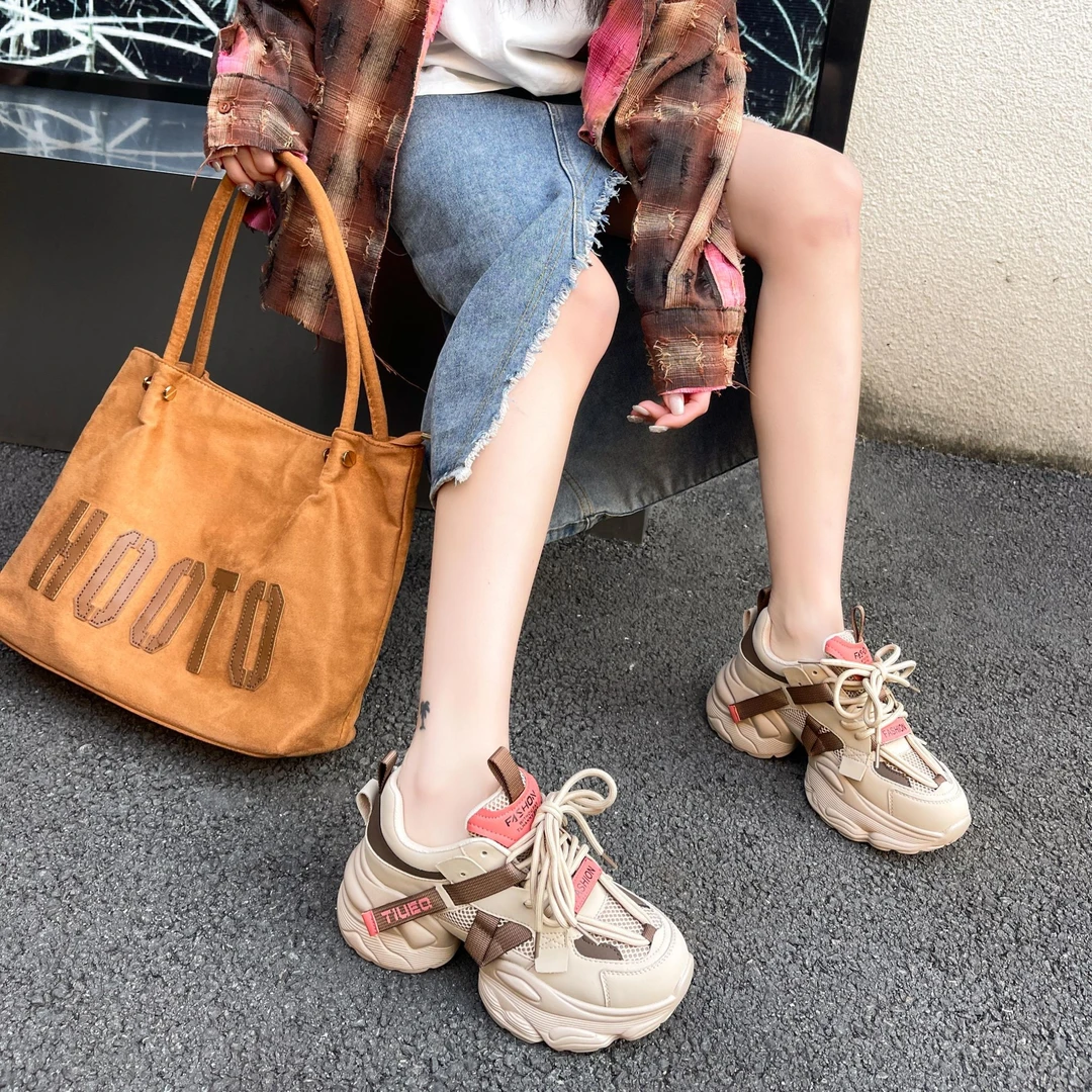 【新款上新】真皮老爹春季新款运动网红2024百搭时尚厚底潮流女鞋