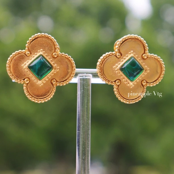 合金耳饰 菠萝中古Ben-Amun拜雅曼耳夹LK0228