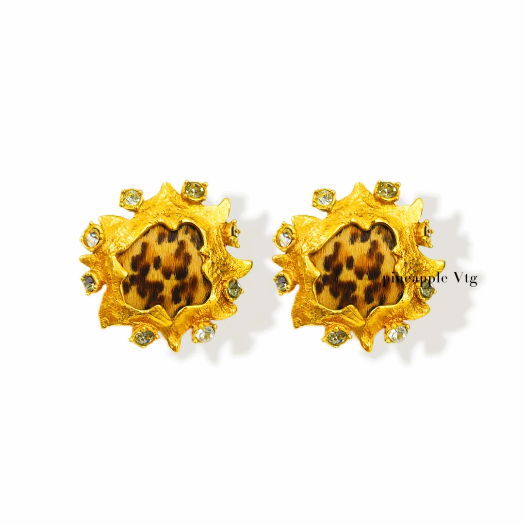 合金耳饰 菠萝中古拉胯耳夹LK3502