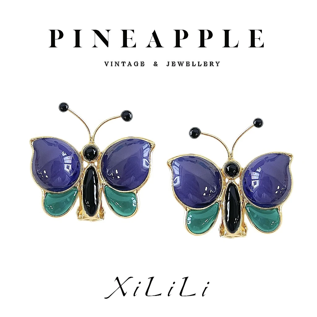 合金耳饰 菠萝中古栖璃XiLiLi耳环LK7634