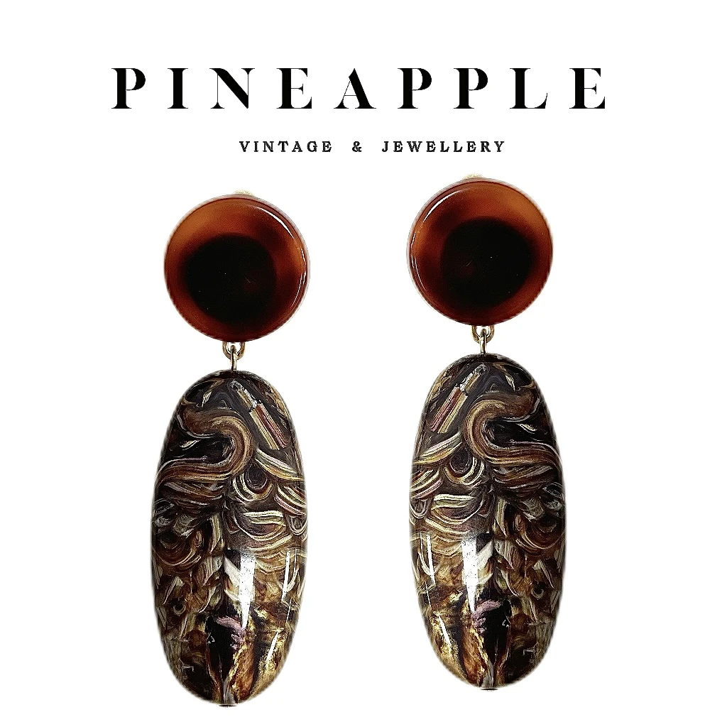 合金耳饰 菠萝中古FB耳夹LK7312