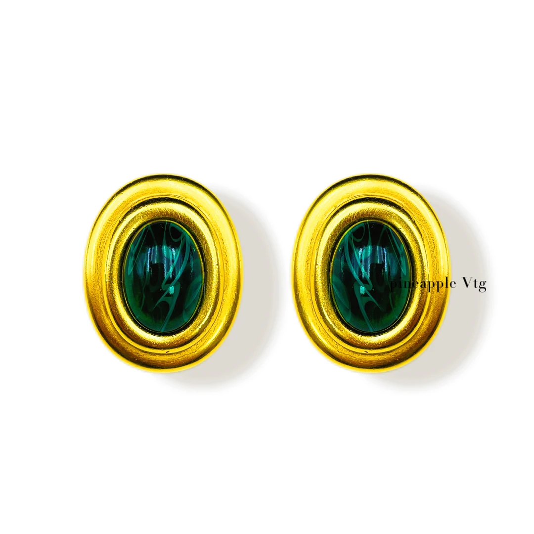 合金耳饰 LB00304菠萝中古Ben-Amun拜雅曼耳夹
