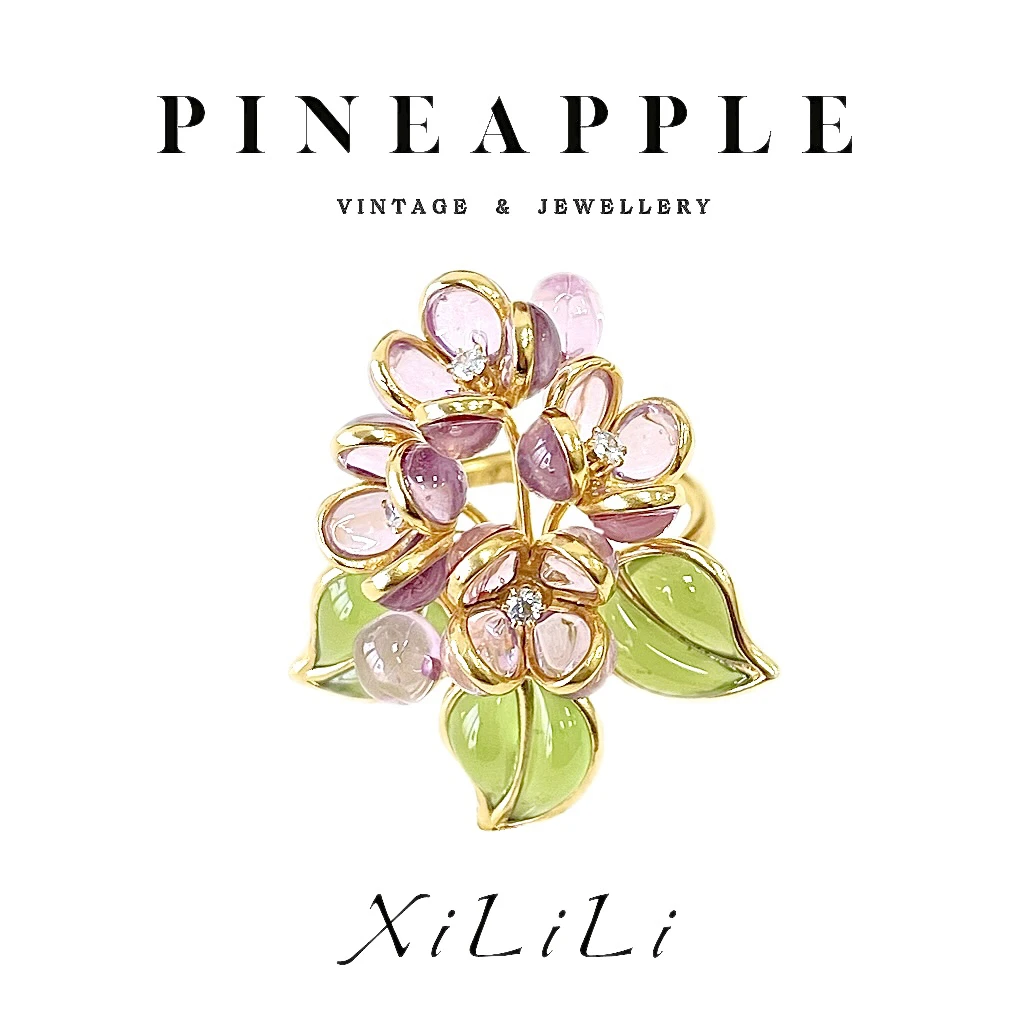 合金琉璃戒指 菠萝中古栖璃XiLiLi戒指LK7614