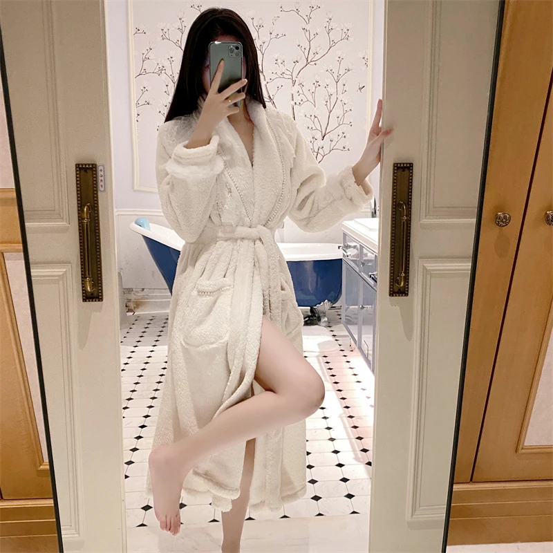 网红风爆款纯欲性感睡袍浴袍女冬季长款2023年新款珊瑚绒家居服冬