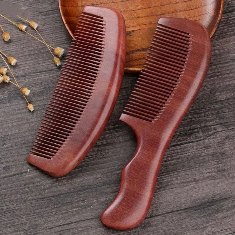 印度小叶紫檀木梳檀木制作古风梳五齿梳长柄梳半圆梳防静电热卖款