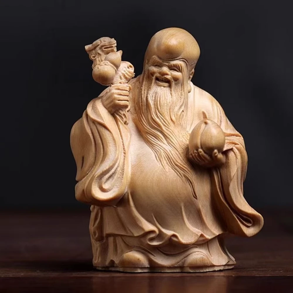 太行崖柏木雕寿星翁摆件实木雕刻工艺品长辈生日做寿送礼高档实用