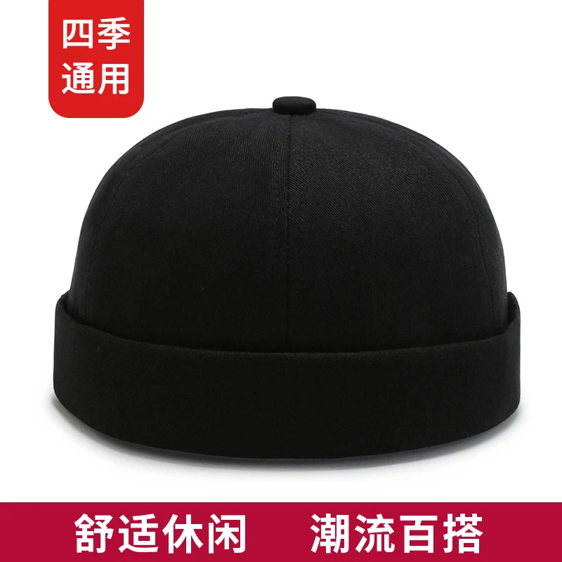 地主帽男士四季款透气遮阳女西瓜帽纯色百搭瓜皮帽潮酷嘻哈财主帽