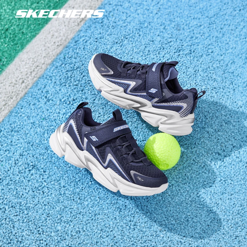 Skechers斯凯奇童鞋男孩鞋子透气轻盈大童运动鞋黑色儿童跑步鞋男