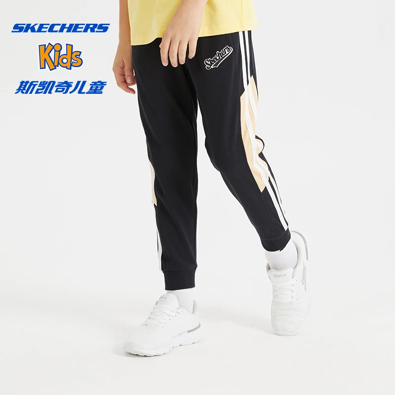 Skechers斯凯奇男童针织长裤春秋季新款儿童百搭束脚休闲运动裤