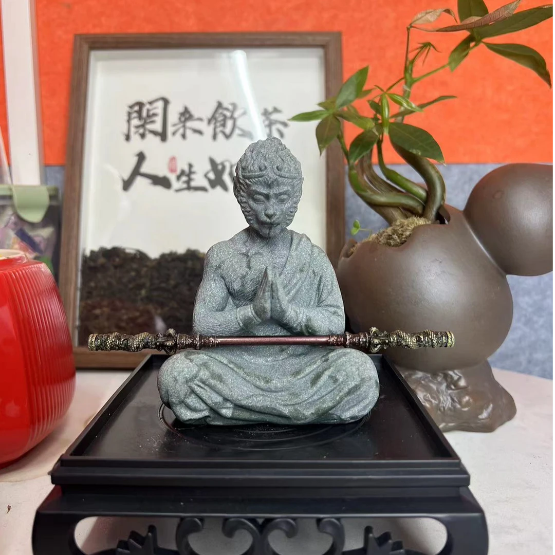 新款斗战胜佛悟空茶桌摆件鱼缸实心茶宠鱼缸造景建筑雕刻展示