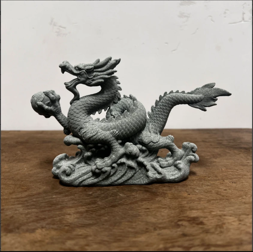 龙年青石摆件微景观假山小鱼缸盆景造景家居装饰品中国龙创意茶宠