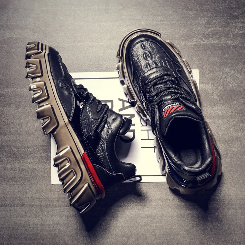 厚底男鞋2025新款秋季休闲鞋男款增高老爹鞋子黑色潮流板鞋男潮鞋