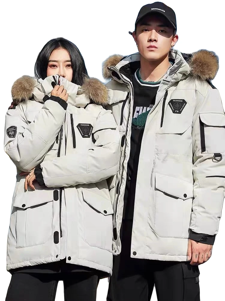 线下2388！高克重~90白鸭绒貉子毛真毛领羽绒服