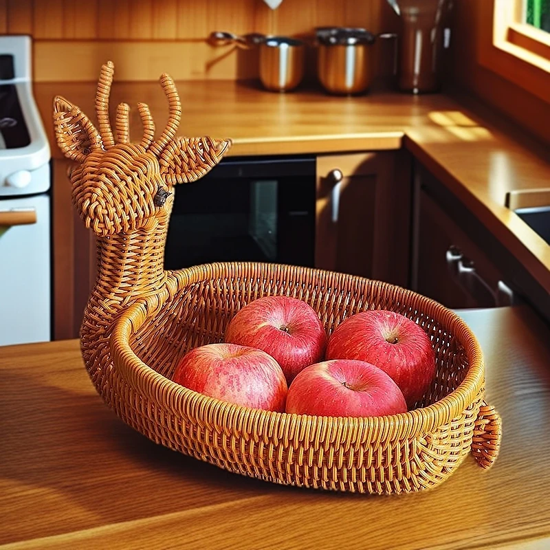 小鹿水果篮收纳创意圆形家用