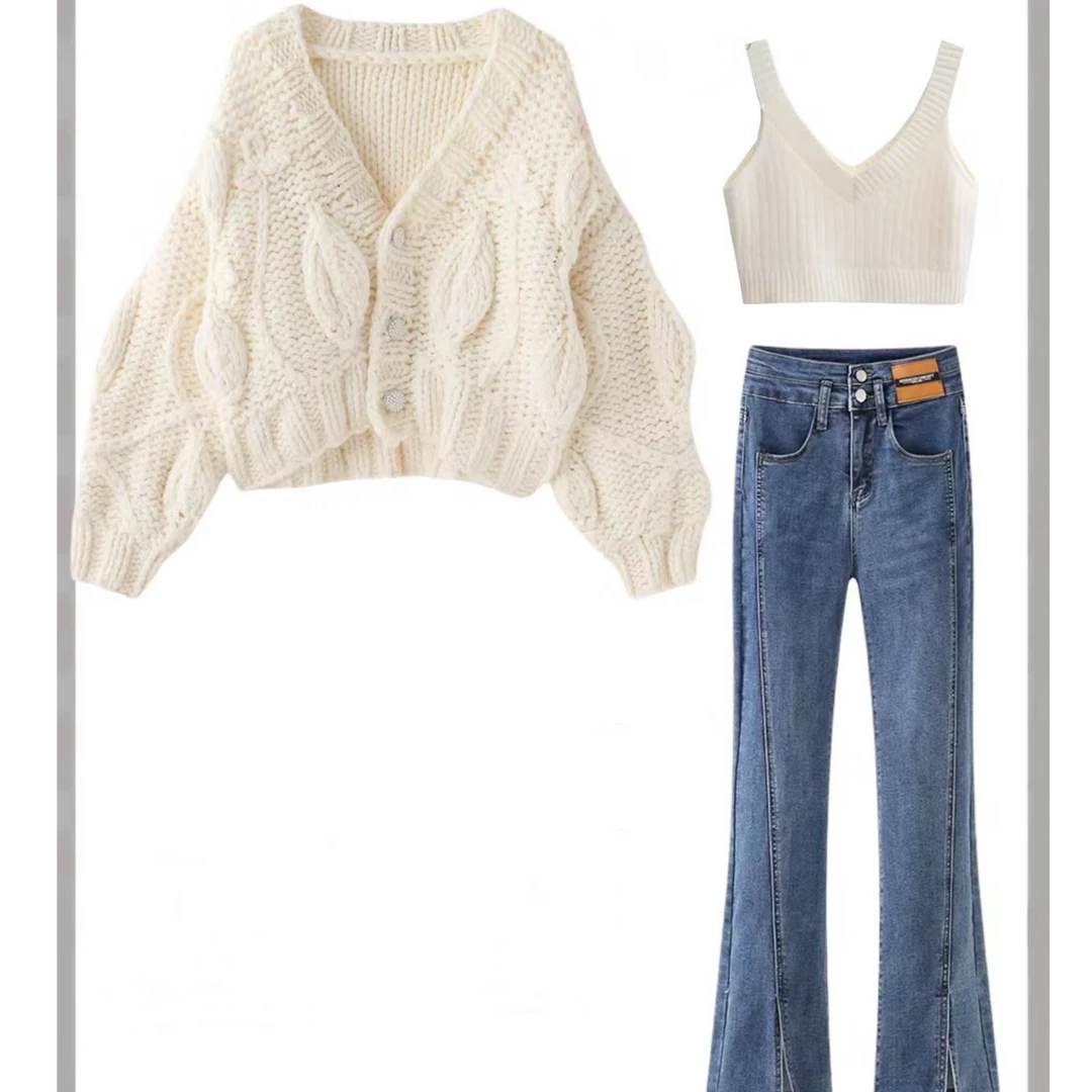 温柔氛围感毛衣外套开衫套头气质穿搭镂空慵懒风新品时尚高级感