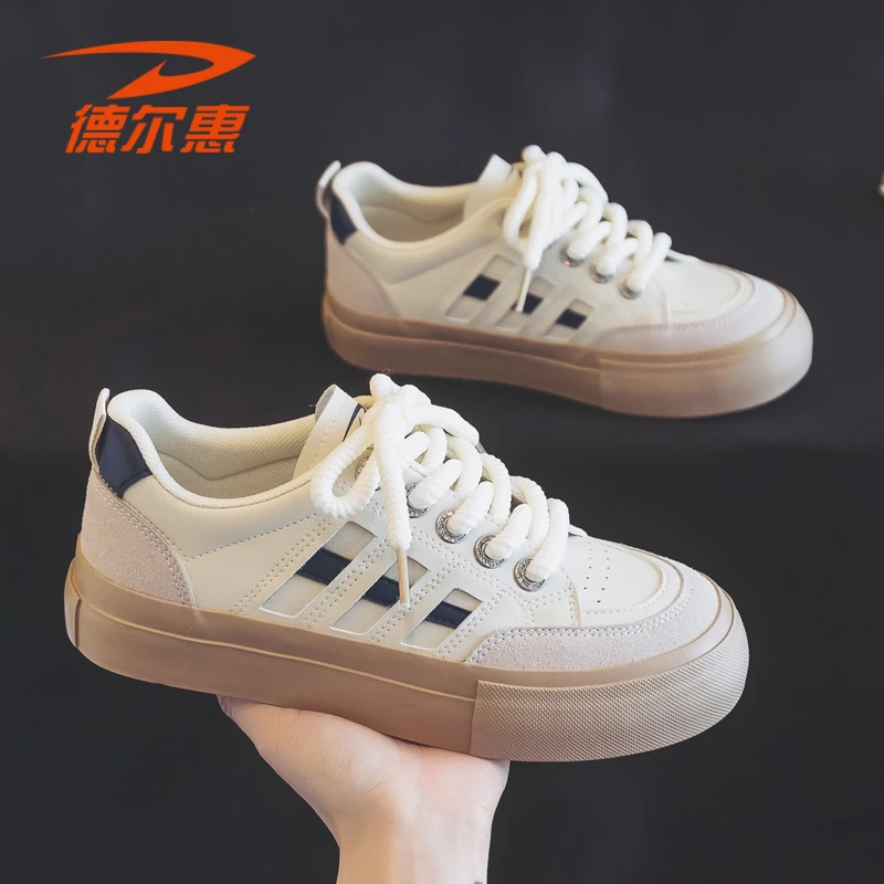 德尔惠正品女鞋秋季运动小白鞋女款2024新款爆款时尚休闲板鞋3883
