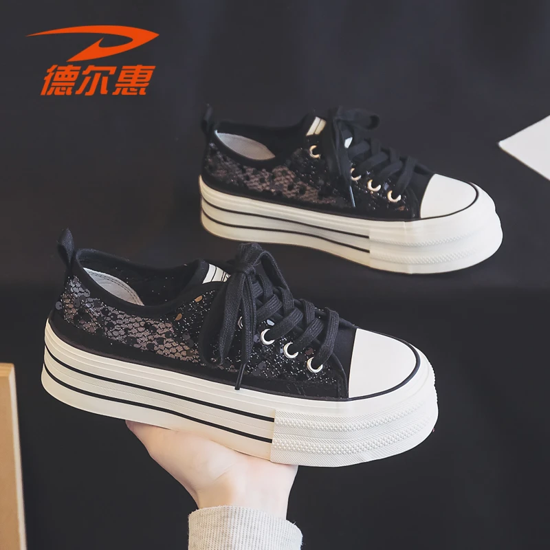 德尔惠女鞋秋季爆款学生帆布鞋2024新款百搭洋气时尚休闲鞋子3730