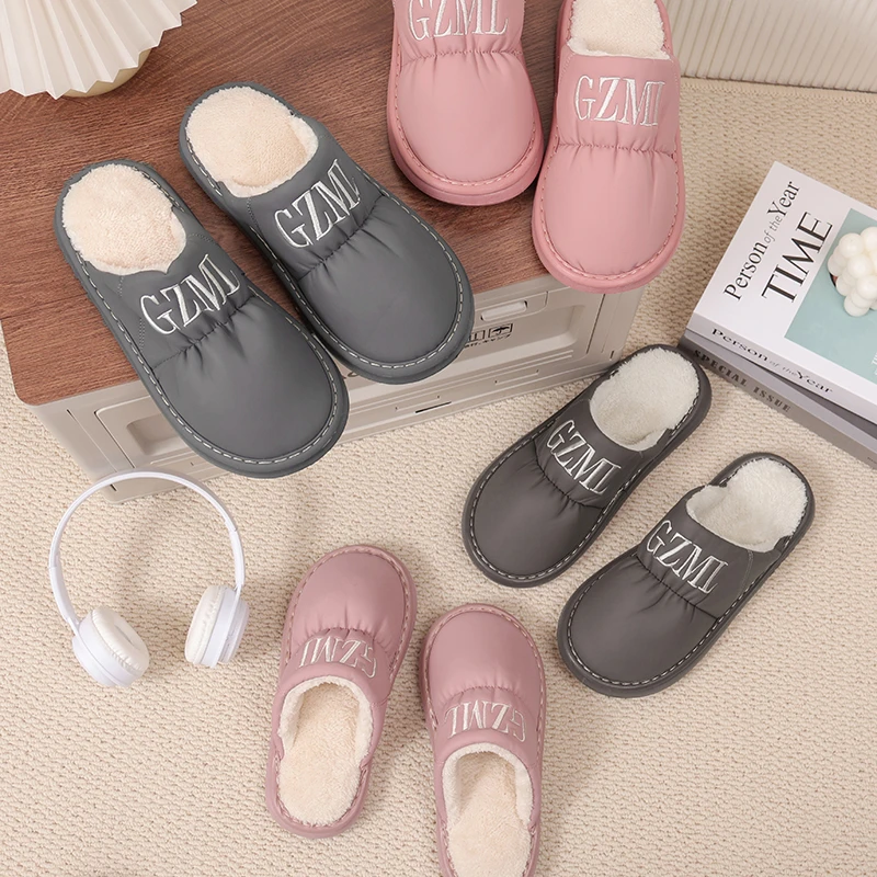 2023新款棉拖鞋女冬季居家保暖毛毛拖鞋防滑耐磨毛绒厚底m306情侣