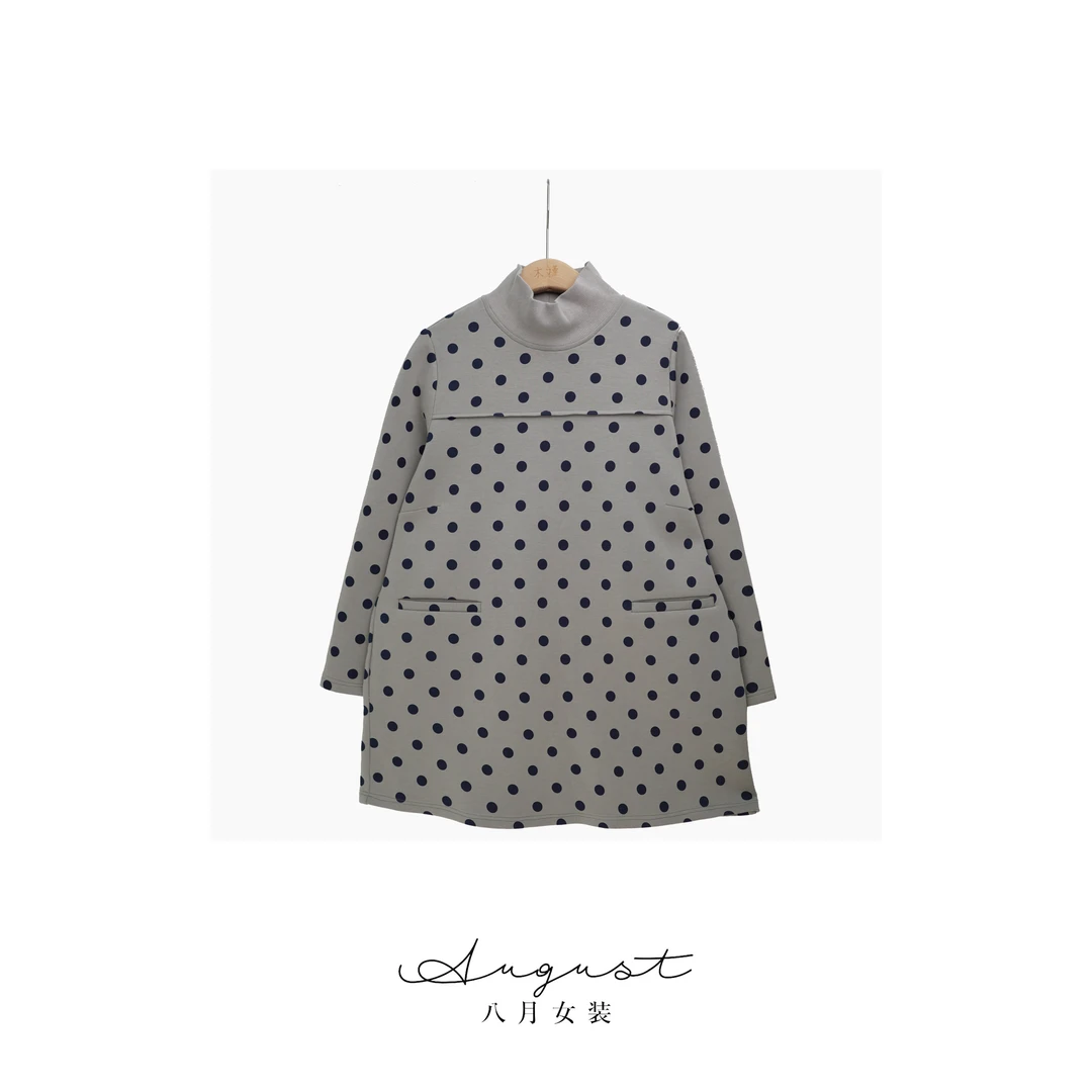 【BAYUE】3572-返潮复古秋冬浪漫波点系列口袋打底减龄上衣