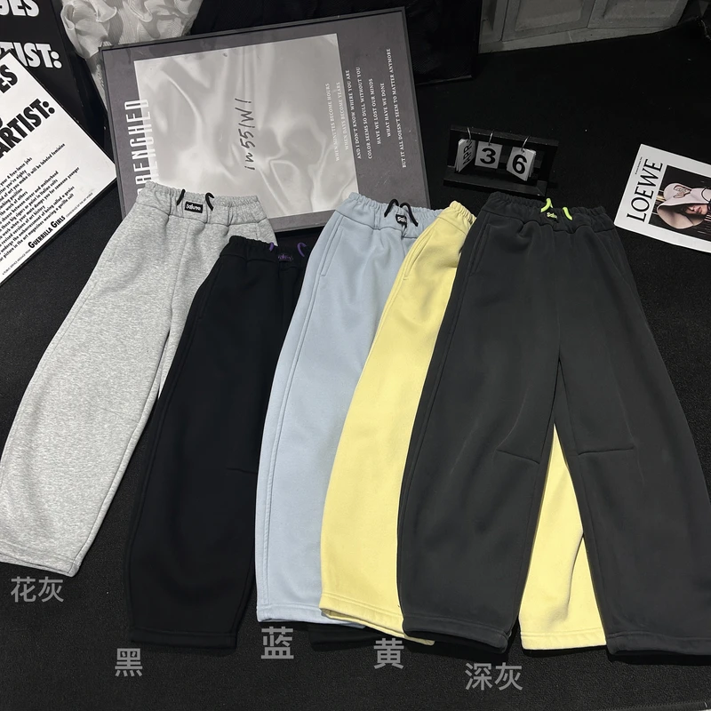 【H93潮牌卫裤】男女冬季2024新款儿童潮流加绒童装卫裤休闲裤82985