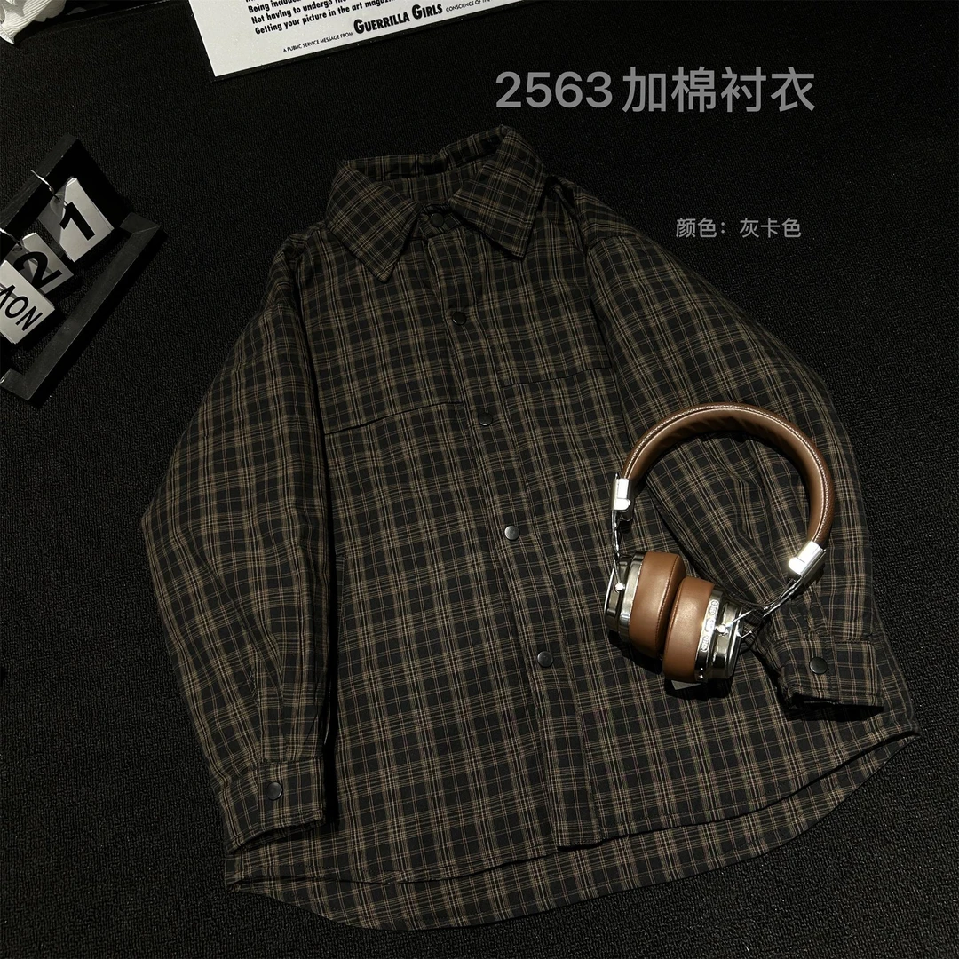 潮牌甄选加棉儿童格子中大童休闲外套2563