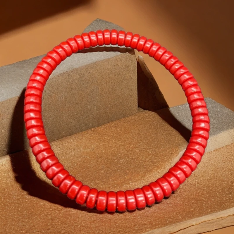 大圣3号  红色 药片珠 单曲 手串 C216