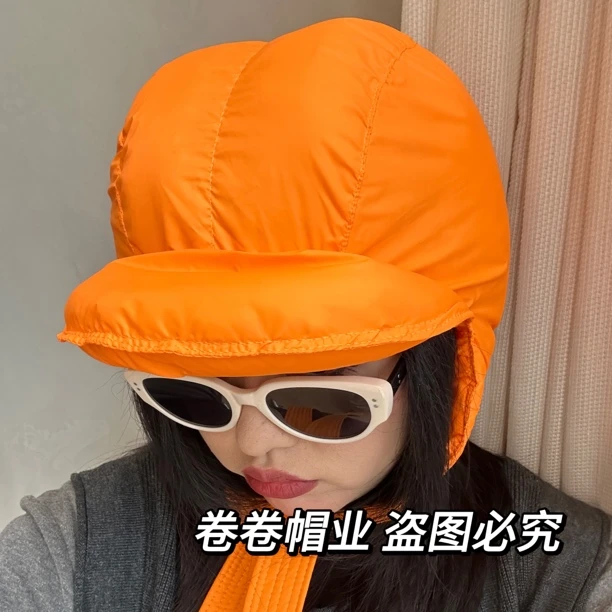 防风保暖骑车雷锋帽女秋冬大头围显白黑黄皮保暖户外保暖时尚帽子