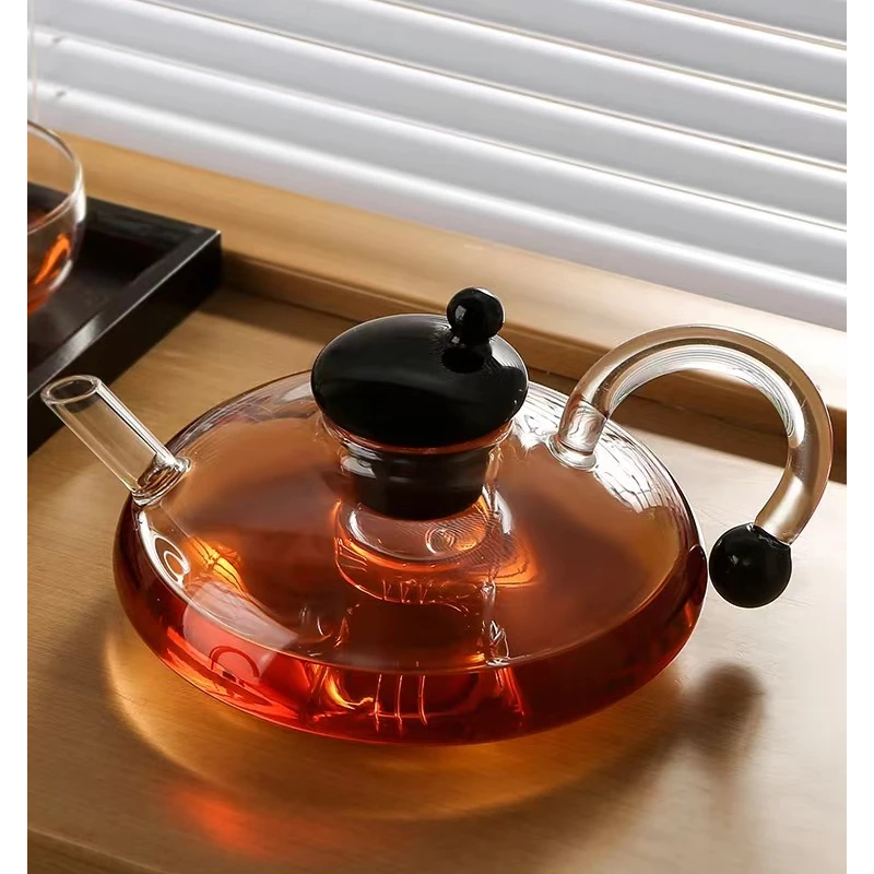 鼠尾茶壶咖壶高硼硅耐热玻璃过滤加厚创意茶壶咖啡壶花茶壶550ML