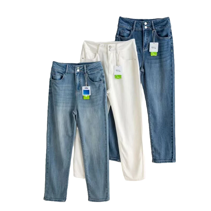 [裁缝方师傅家]女士春夏铜氨丝烟管牛仔裤直筒时尚百搭春季休闲裤