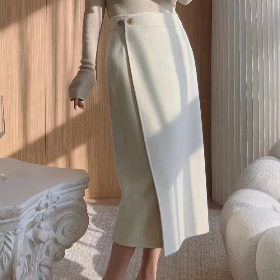[裁缝方师傅家]小众设计款80支纯手工双面呢半裙860g秋冬半身裙女