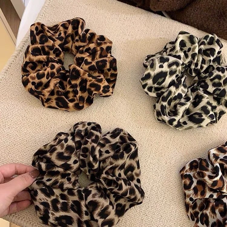 超大号!豹纹大肠发圈韩版2024新款ins风y2k千禧辣妹发绳头绳发饰