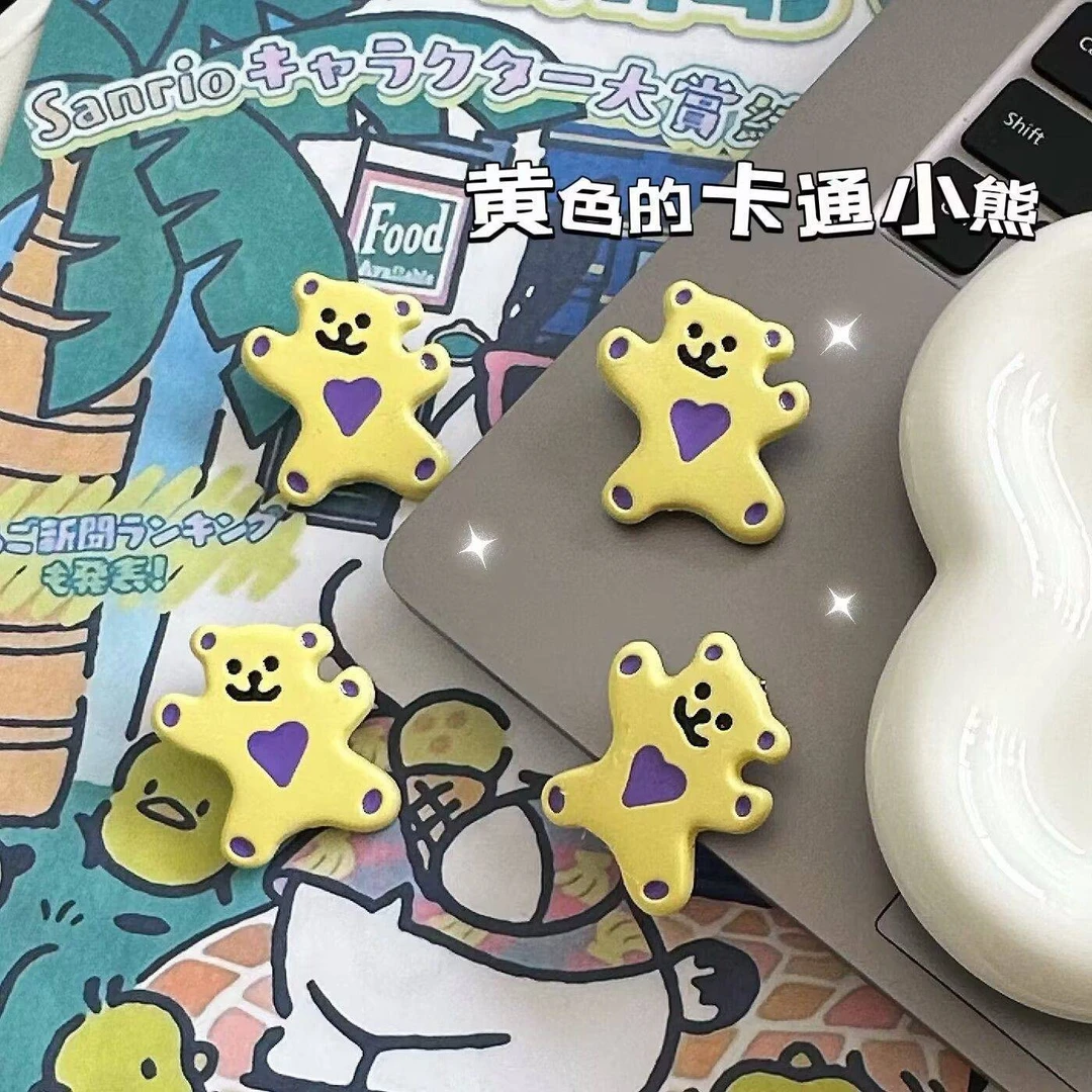 可爱黄色卡通爱心小熊发夹甜美软萌少女刘海碎发发卡简约饰品ins