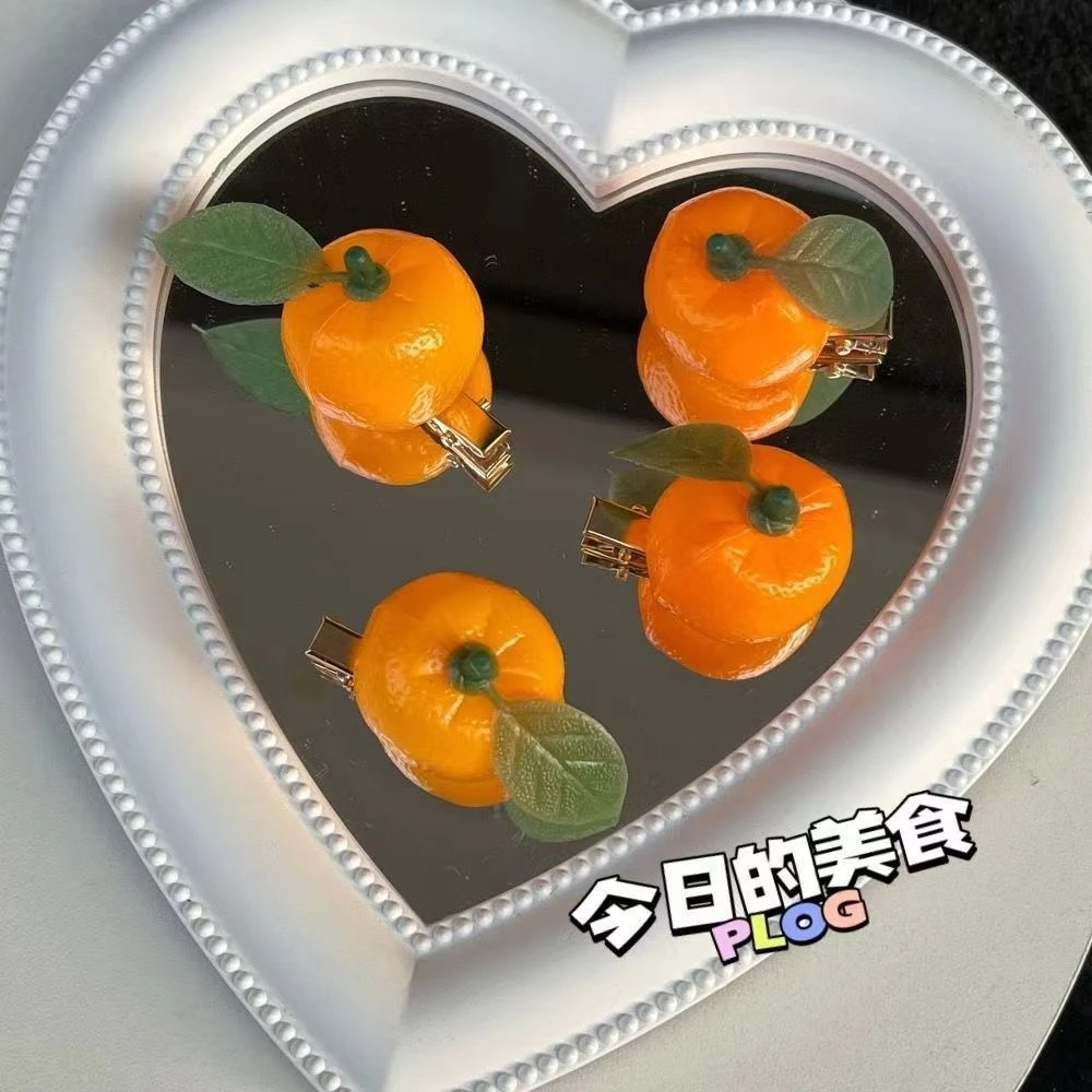 橘子发夹~少女日系个性趣味仿真发卡头饰元气活力设计