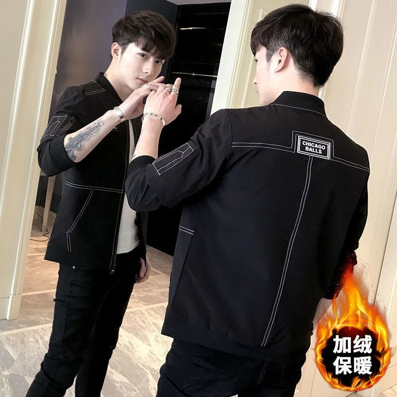 春秋冬款男士外套男装帅气秋季休闲夹克加绒加厚衣服2023新款爆款