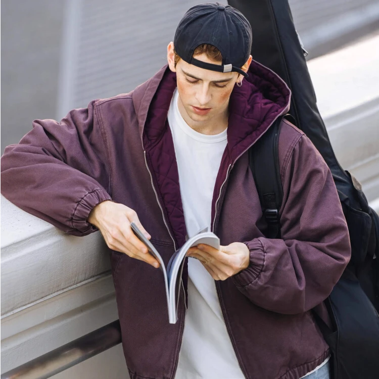 UTIMUS连帽棉服夹克J130帆布外套vintage美式复古水洗做旧情侣款