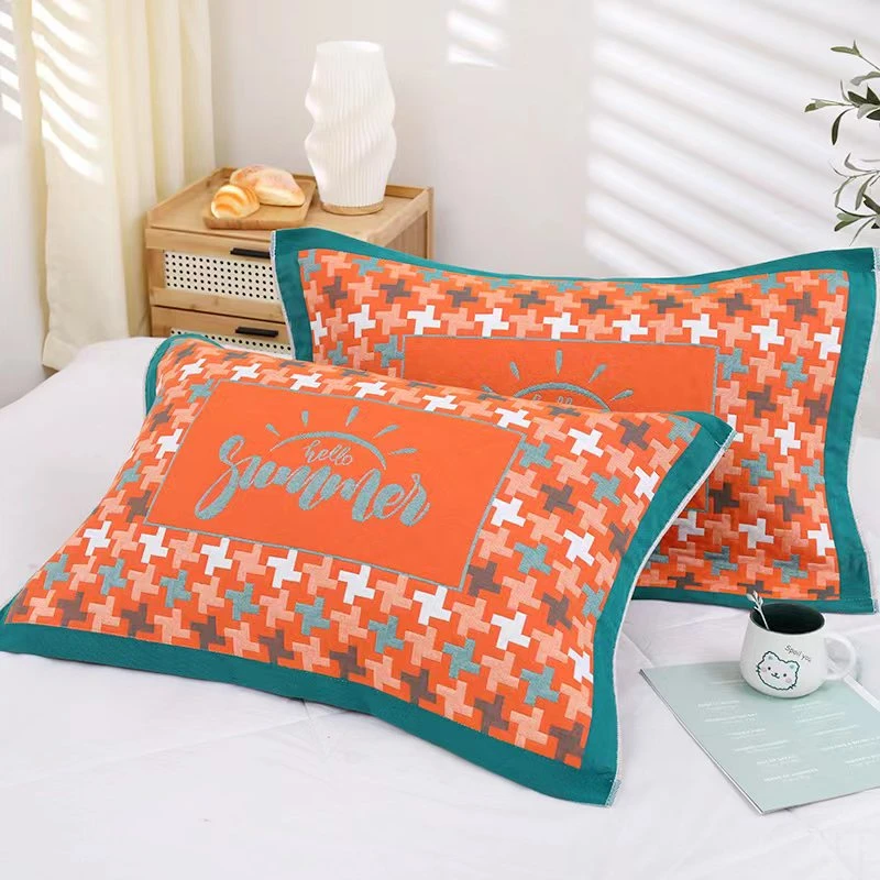 清仓78*52【新疆包邮】纯棉五层纱布枕巾一对装家用透气耐脏吸汗