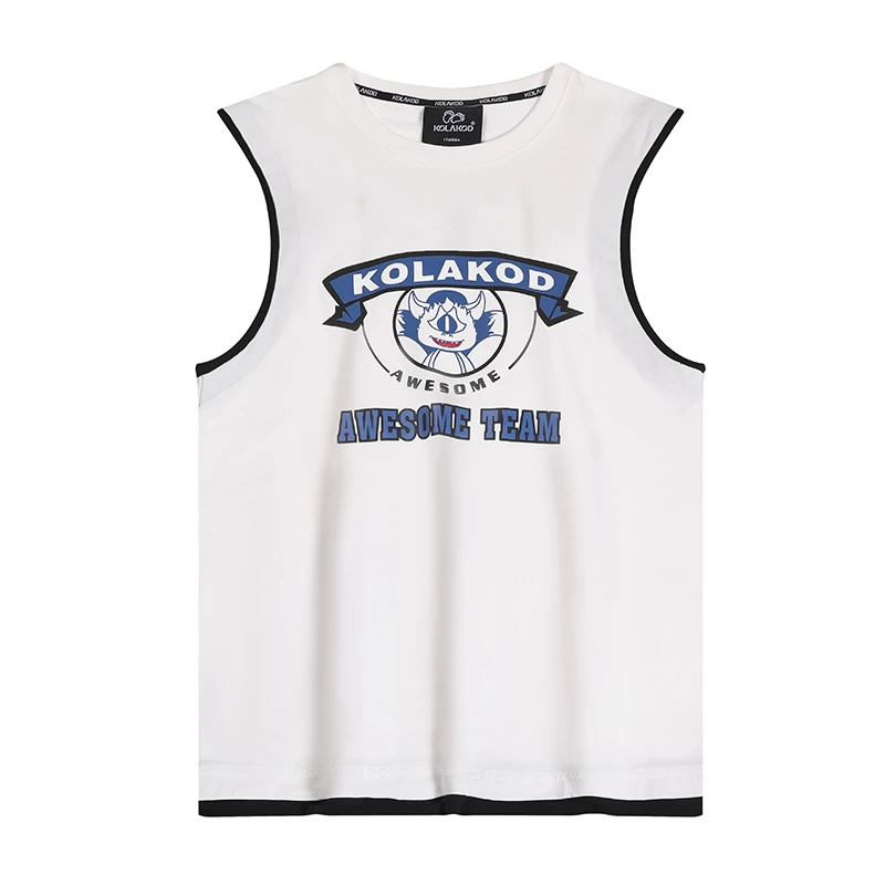 kolakod夏季新款100%纯棉美式休闲潮牌宽松男士百搭街头无袖T恤