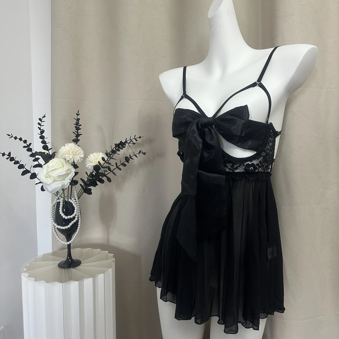 绑带性感吊带裙蝴蝶结睡衣公主风睡裙