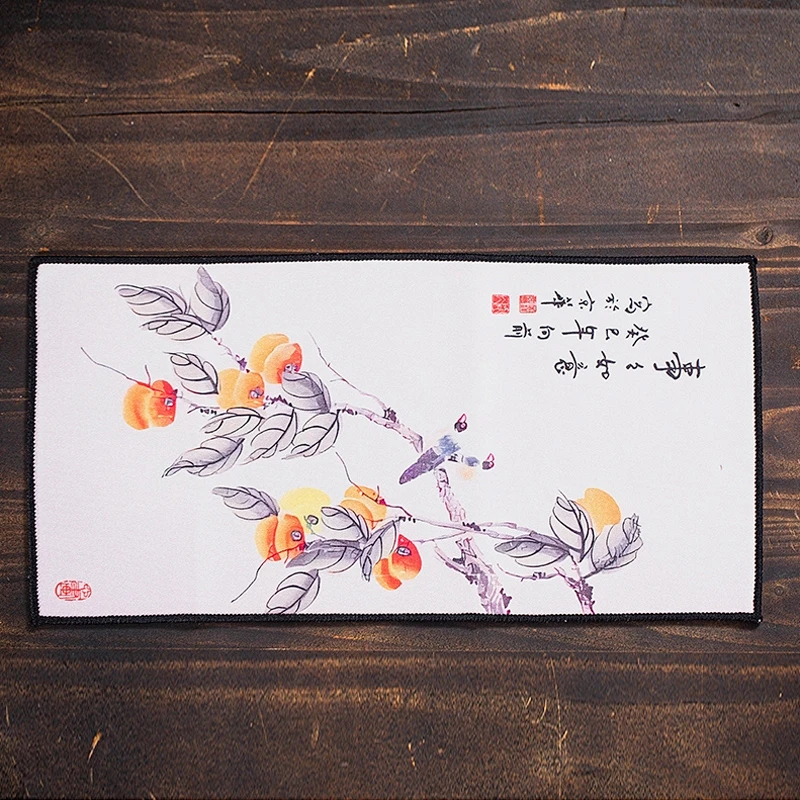 柿柿如意国潮风双面茶巾高档茶布吸水茶具毛巾茶桌抹布垫茶台配件