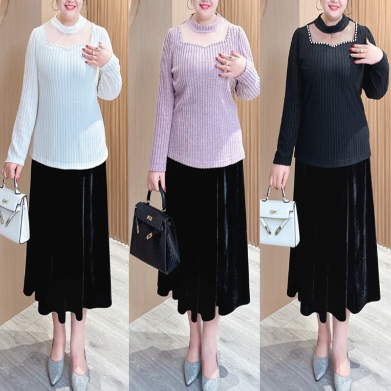 MJ9146【现货仅上衣】秋冬时尚气质显百搭瘦针织高领打底衫衣长70