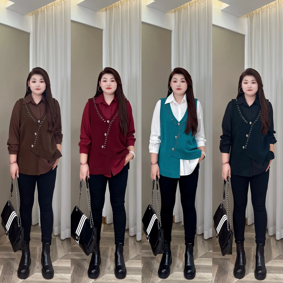 PMM81411【现货仅马甲】秋季高级重工镶钻不规则显瘦百搭休闲马甲