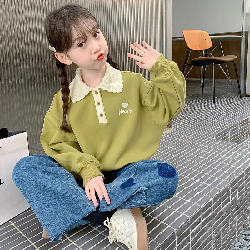 女童卫衣春秋款2024新款洋气儿童秋装小女孩秋季POLO衫长袖上衣潮