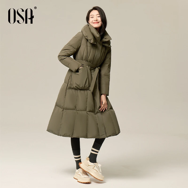OSA/欧莎 大摆长款羽绒服冬女收腰显瘦高级感保暖外套S124D20019
