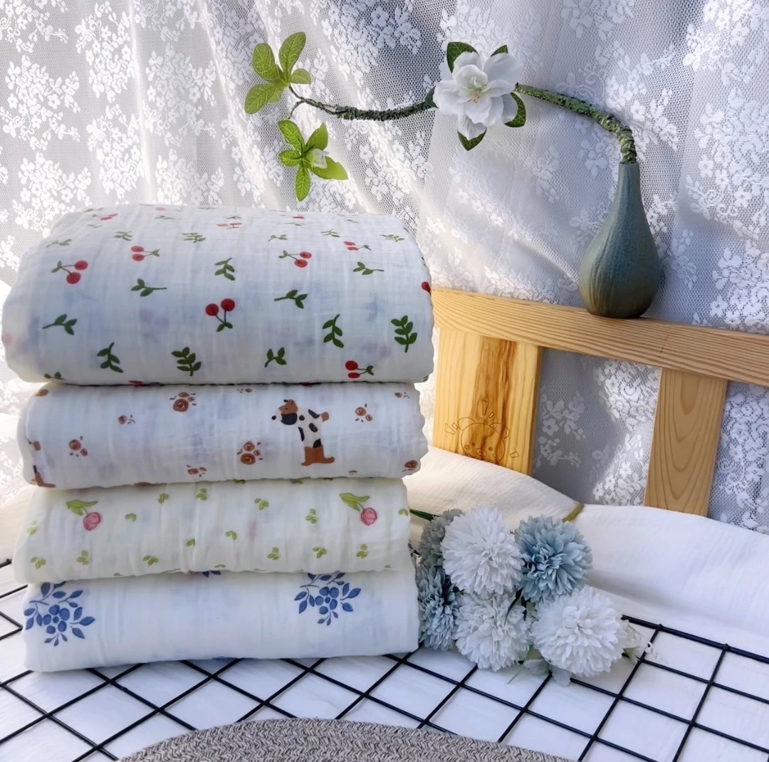 新款草木染全棉A类双层纱水洗泡泡纱被罩被套