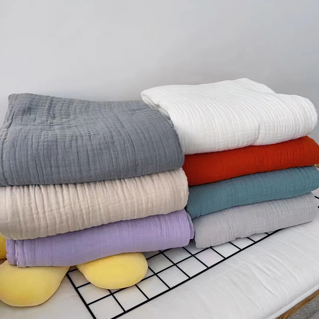 出口外贸素色A类高密六层泡泡纱盖毯230*270残/瑕