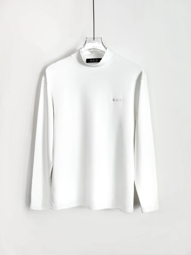 【中领莫代尔磨毛】男士加厚打底衫秋冬极简高端纯色长袖圆领2468