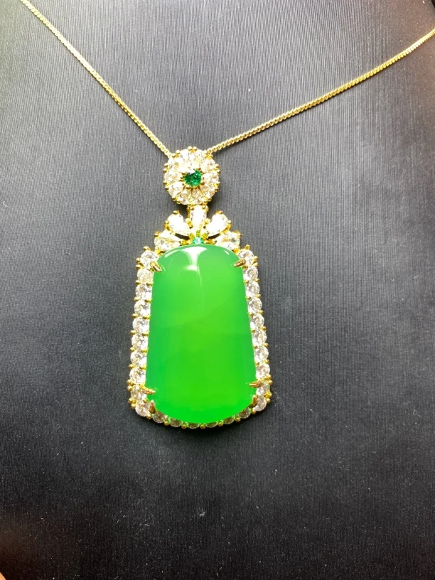 3405带链子天然金绿宝，珠宝玉石多样性发一