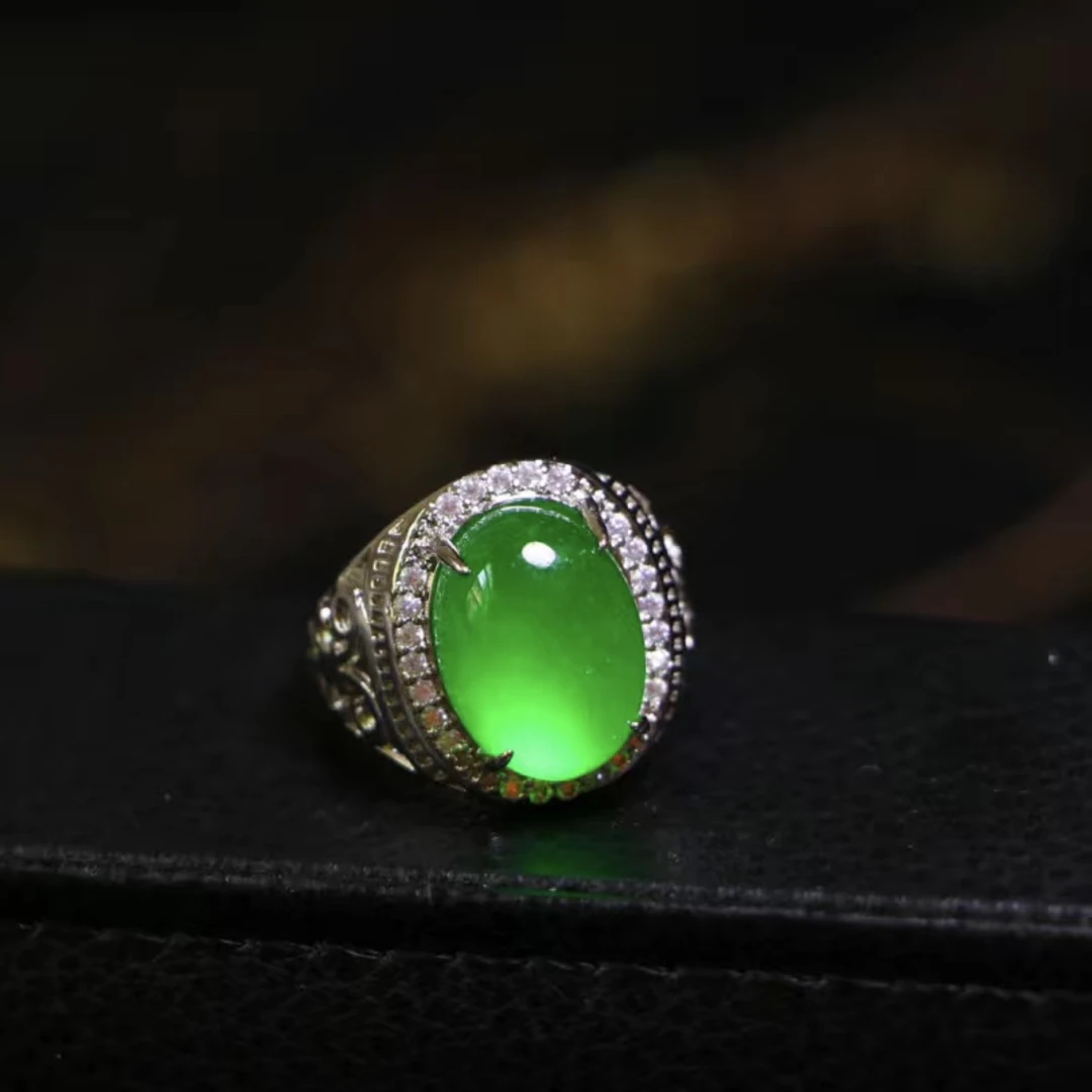 粉丝专属   天然正阳绿玛瑙男戒