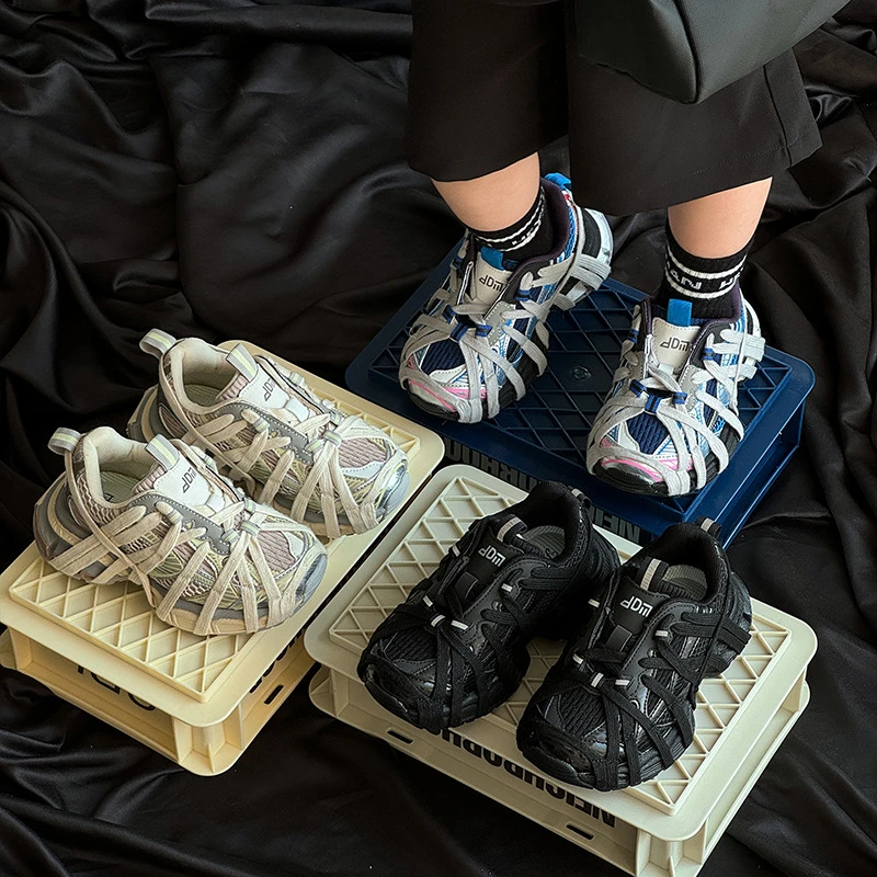 男童运动鞋2025年秋季新款蜘蛛侠绑带儿童鞋女童时尚潮流老爹鞋