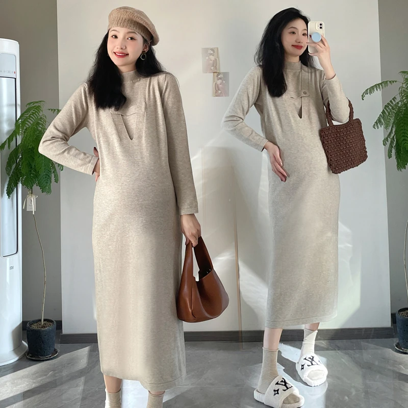 XIAObu-孕妈秋冬韩版高级感百搭时尚加厚背心裙+打底衫孕妇套装